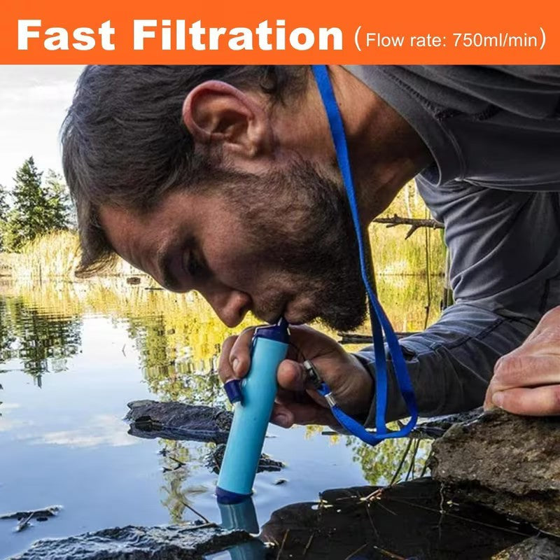 Portable Water Filter Straw for Camping Hiking Survival Purification