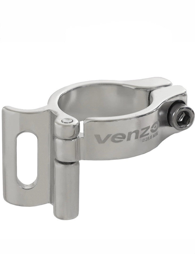 Bike Braze On Front Derailleur Adapter Clamp 28.6mm Silver Adjustable