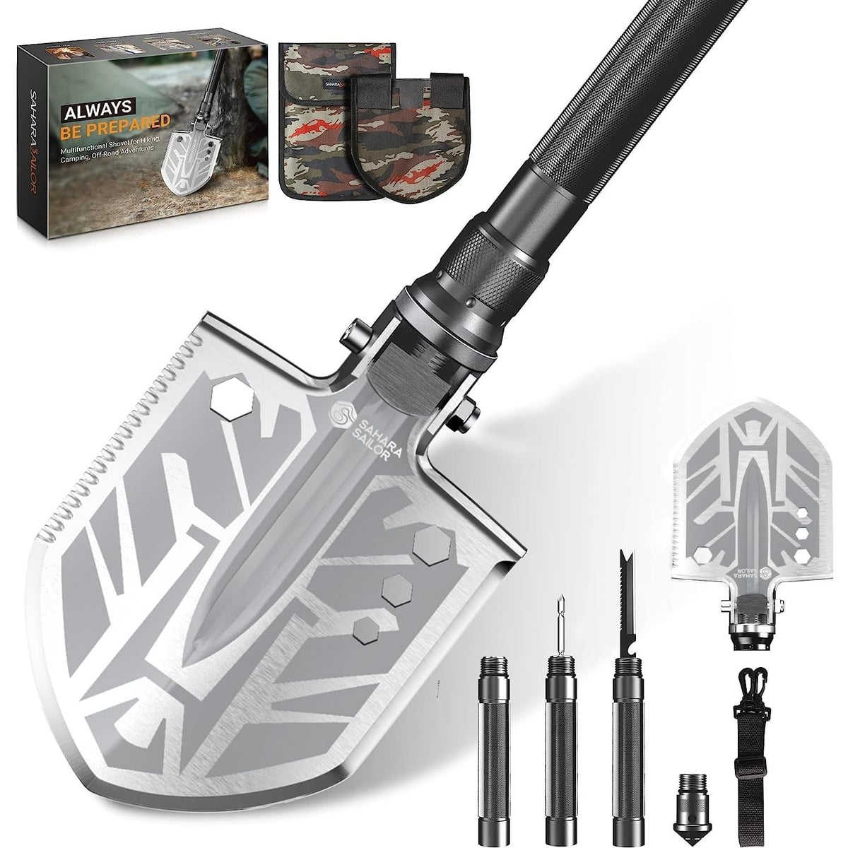 23-in-1 Folding Camping Shovel Multi-Tool Survival Gear for Outdoors