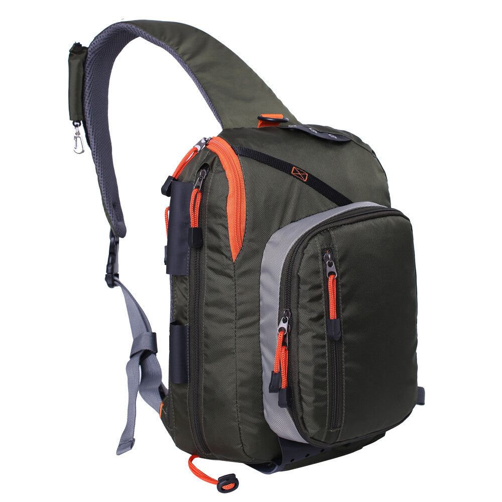 Fly Fishing Sling Bag with Multiple Pockets and Fly Patch - Lightweight Durable Chest Pack