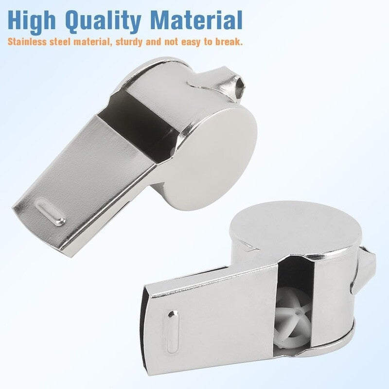 Stainless Steel Referee Whistle with Lanyard - Loud Emergency Coaching Tool