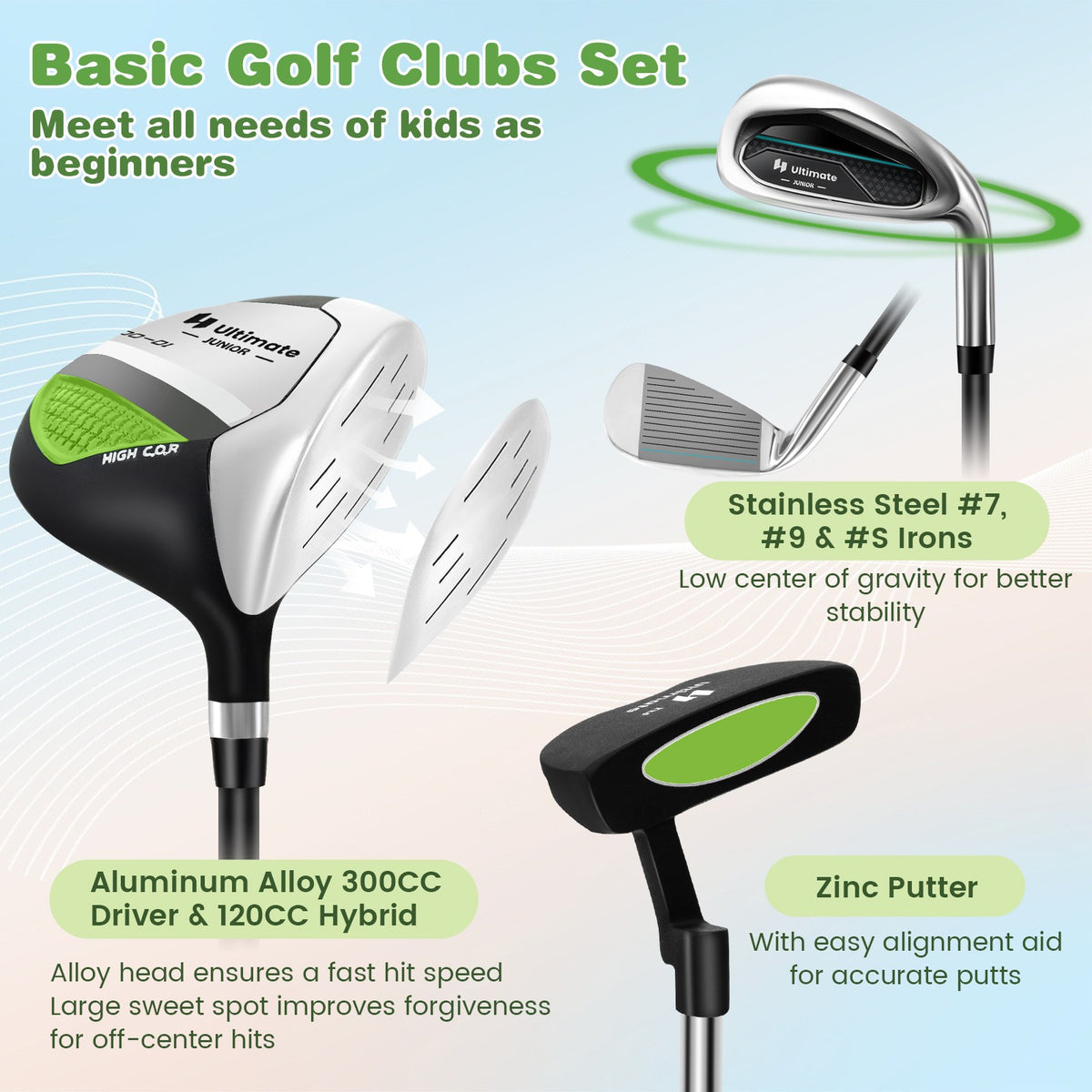 Junior Complete Golf Club Set for Kids 11-13 Years Old with Stand Bag & Accessories