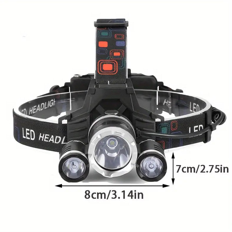 Rechargeable LED Headlamp with UV & White Light, 4 Modes, 300M Brightness