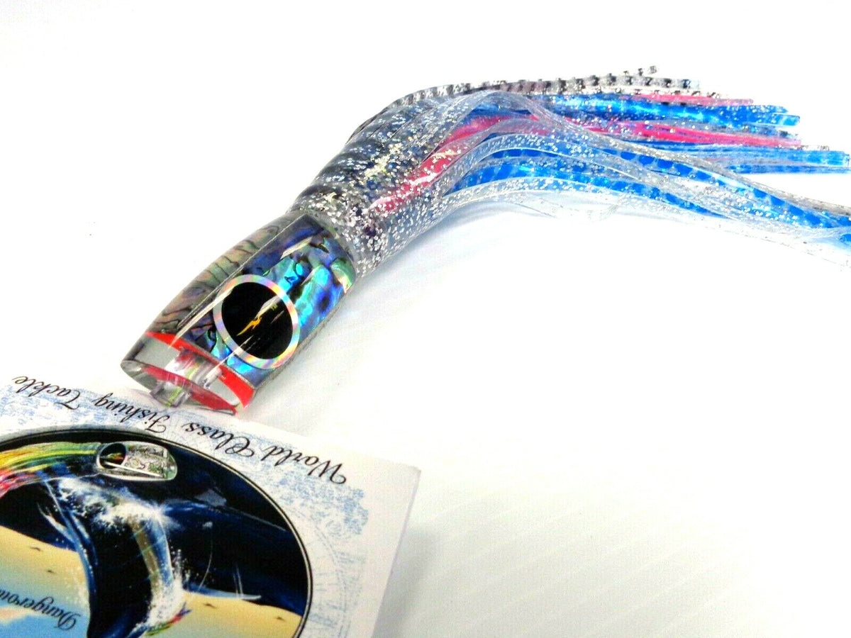 Big Game Trolling Lure - Medium Angled Silver Mackerel & Paua Shell Head