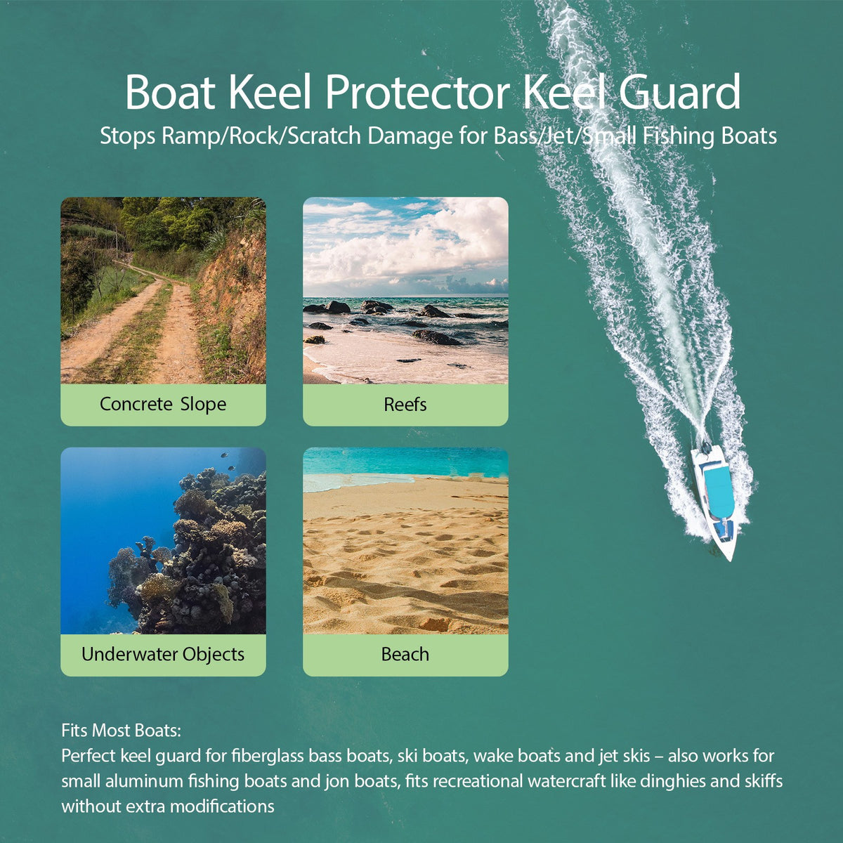 6.4 ft Boat Keel Protector Shield for Fiberglass & Aluminum Watercraft