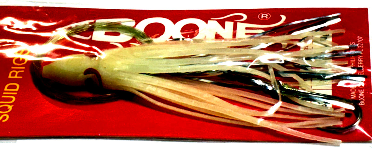 Rigged Glo Squid Baits with Hooks - Large Fish Lure Set, 4.75 Inch, 5 Pack