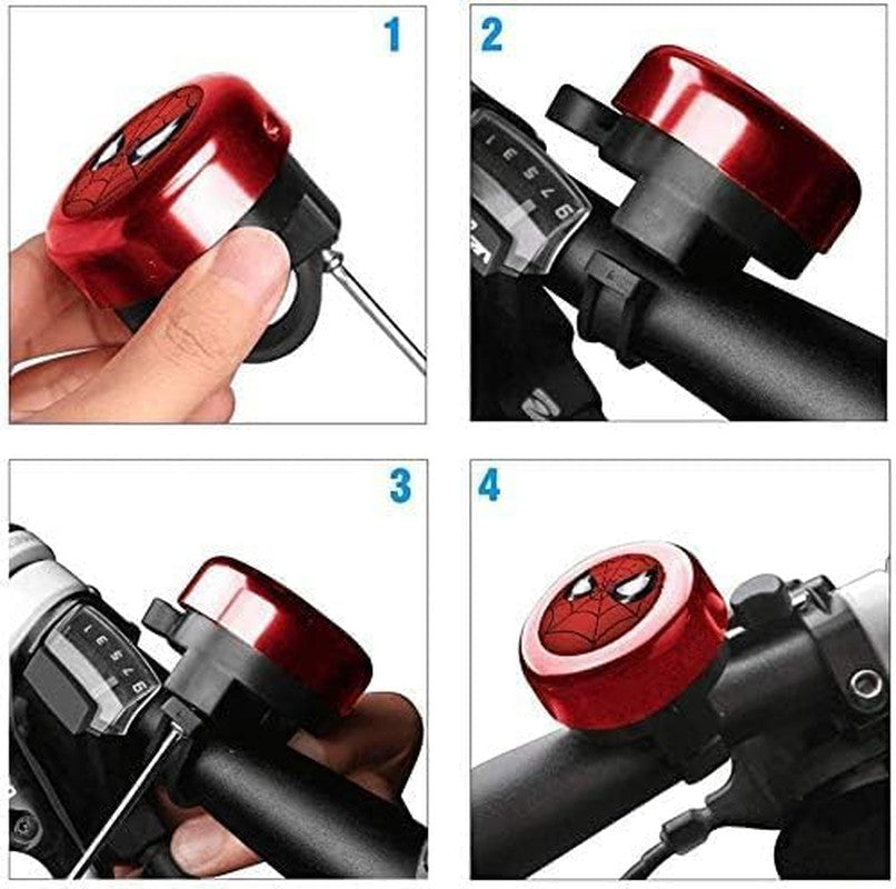 Kids Bicycle Bell with Spider Man Design - Aluminum Handlebar Horn for Boys & Toddlers