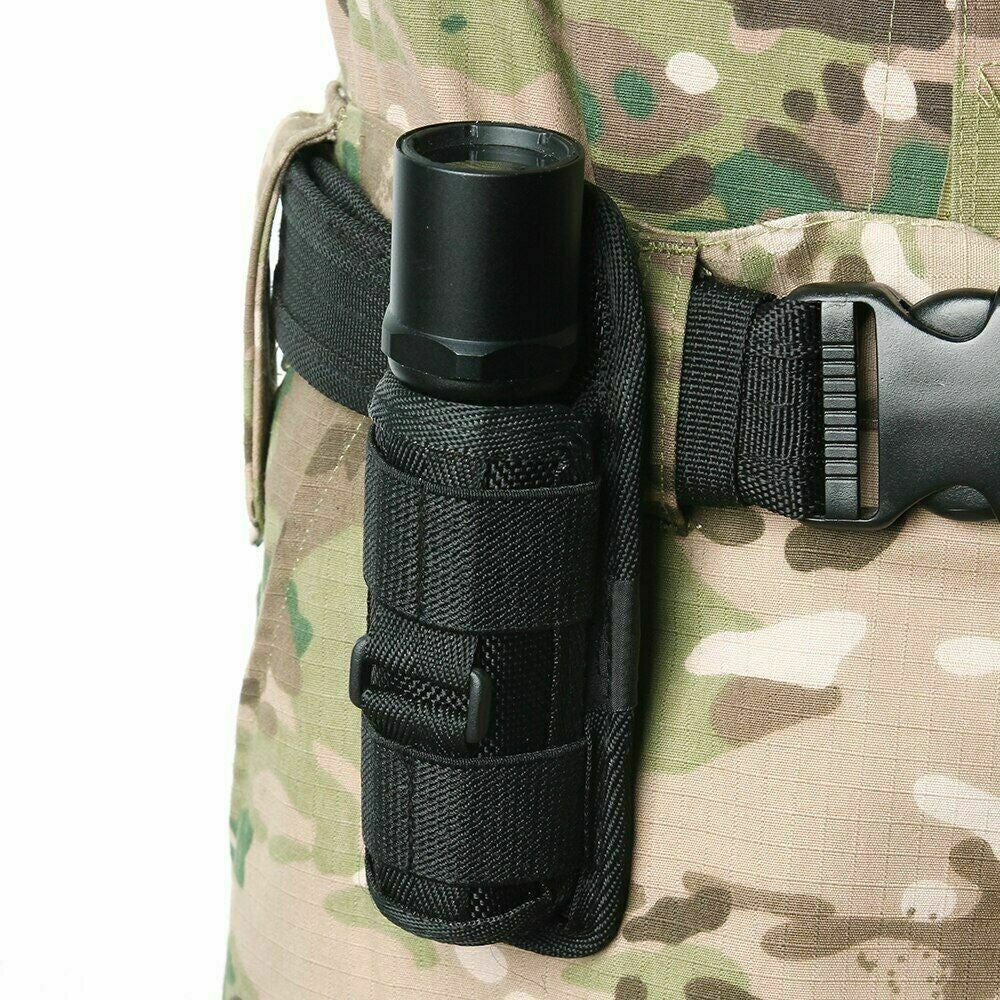 360° Rotatable Tactical LED Flashlight Holster Belt Bag Outdoor Carry Case