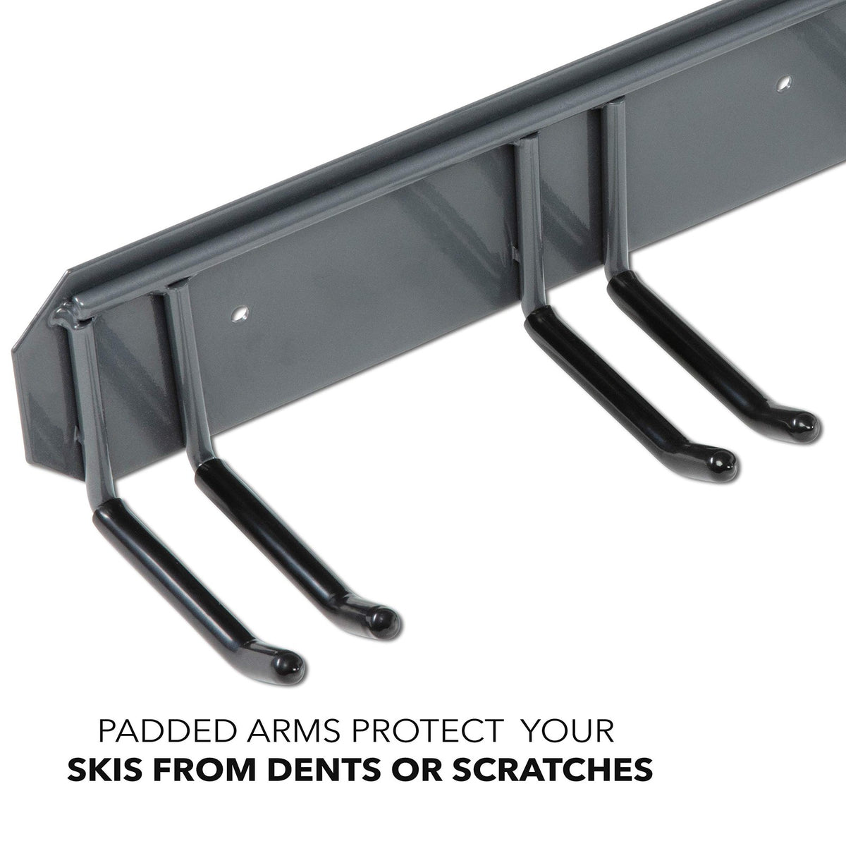 Wall-Mounted Ski Rack for 4 Pairs of Skis & Poles - Indoor Storage Organizer