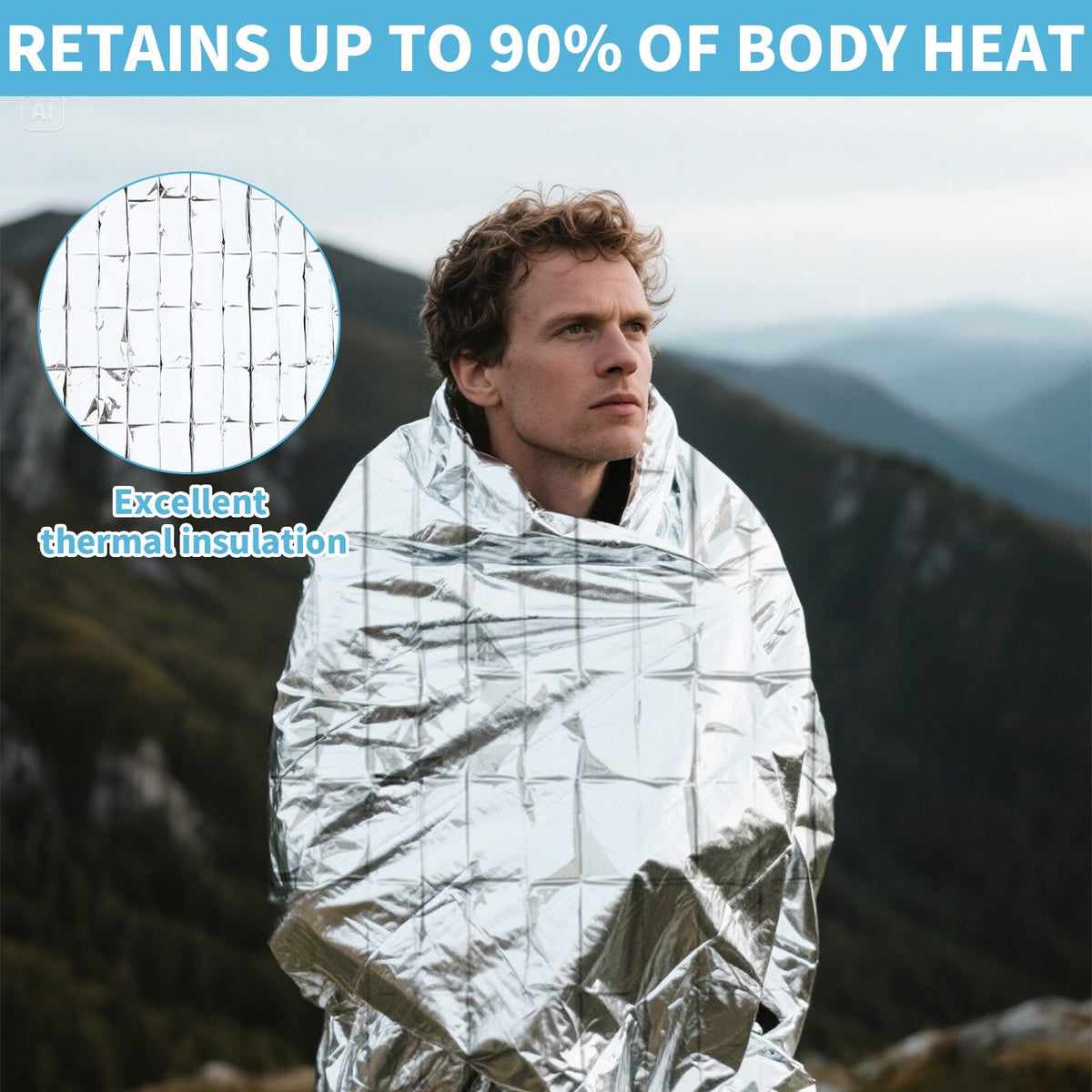 Emergency Mylar Blankets 8 Pack - Thermal Rescue Survival Gear XL 54 x 84