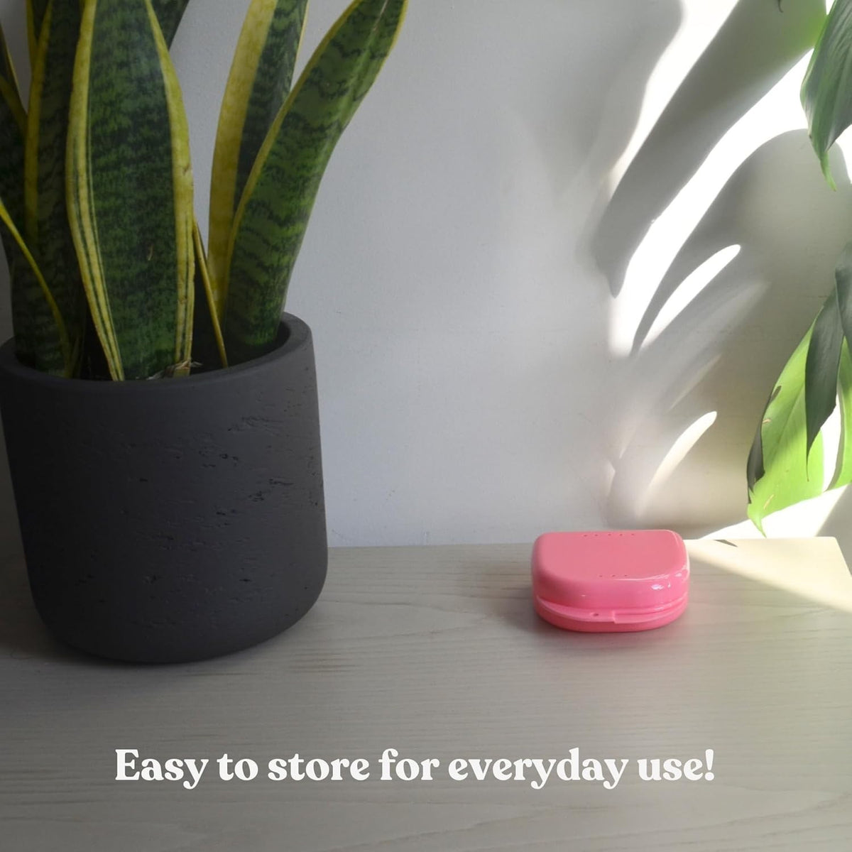 Pink Mouthguard Case with 16 Ventilation Holes for Retainer Freshness