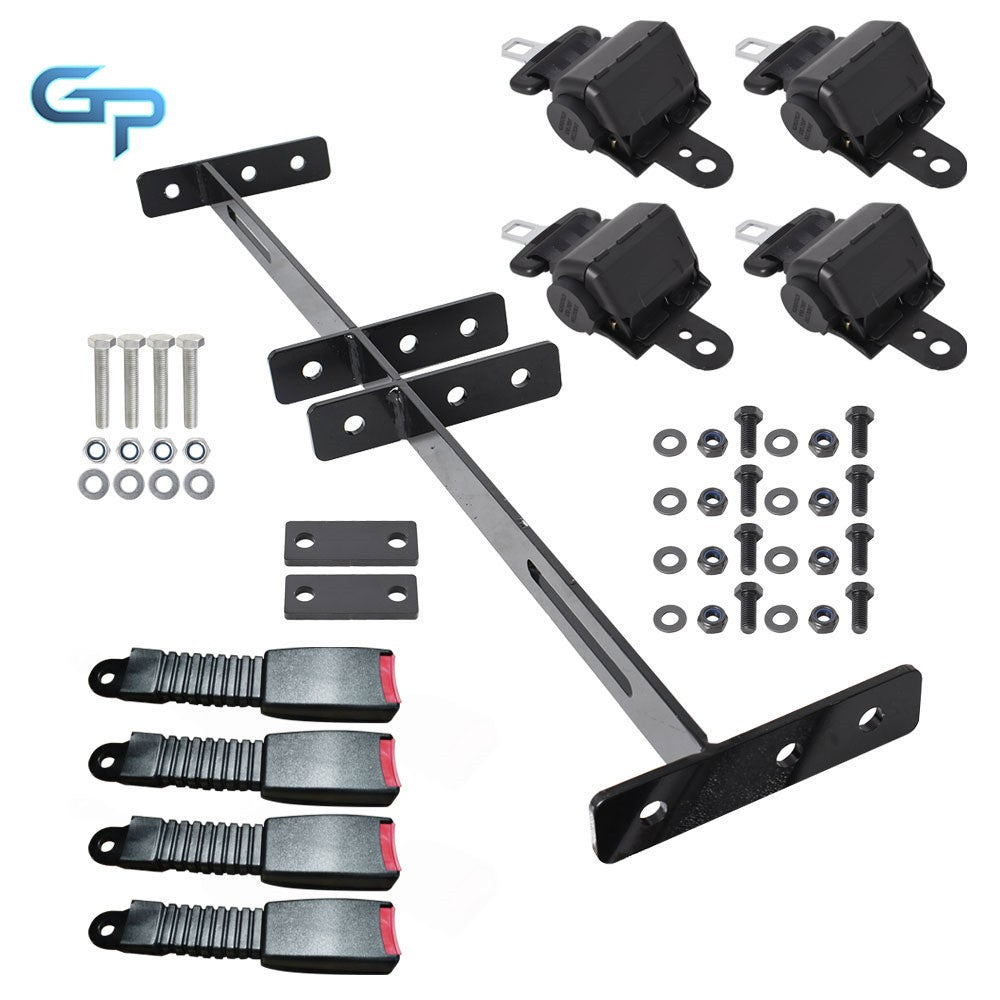 4 Retractable Golf Cart Seat Belts & Bracket Kit Universal Fit for EZGO Yamaha Club Car