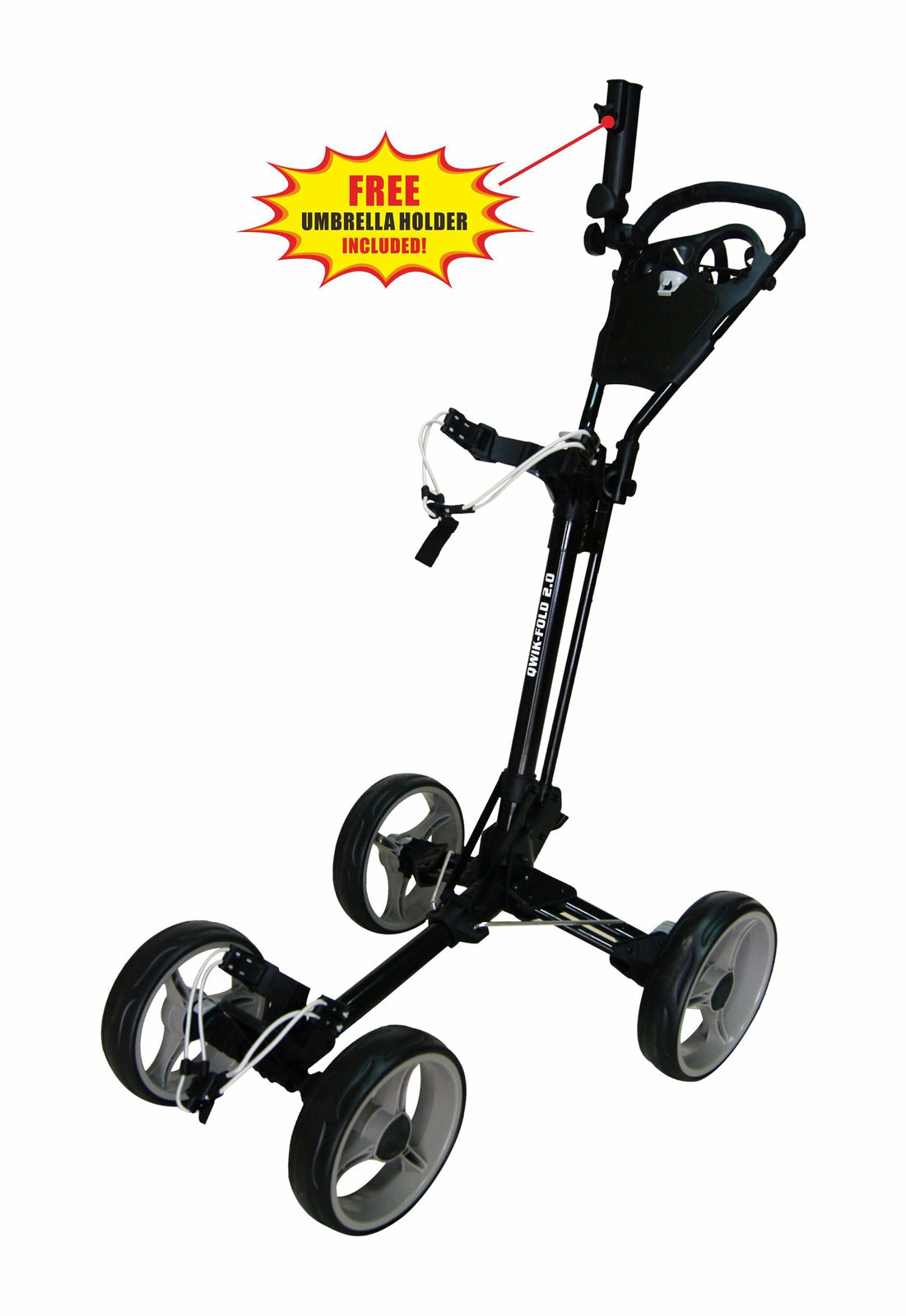 Quick-Fold 4 Wheel Folding Golf Push Cart with Foot Brake and Adjustable Handle