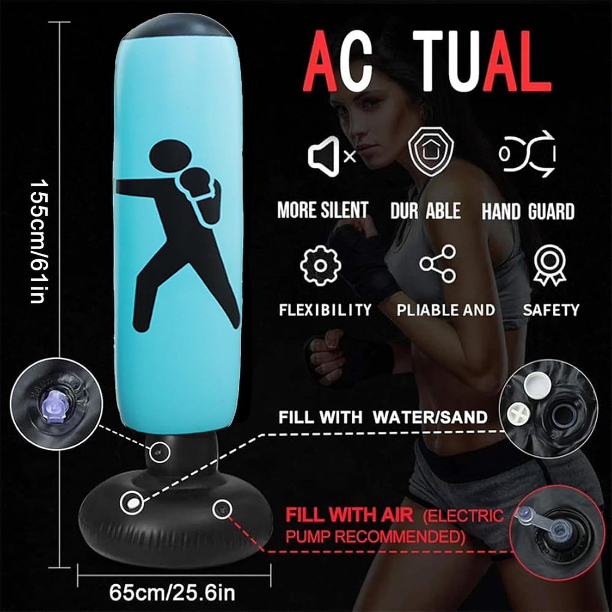 Inflatable Punching Bag for Adults Kids Heavy Duty Boxing & Martial Arts Training