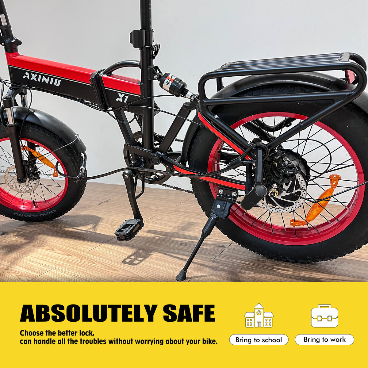 Heavy Duty Bike U Lock with 4ft Steel Cable Anti-Theft Bicycle Lock Alloy