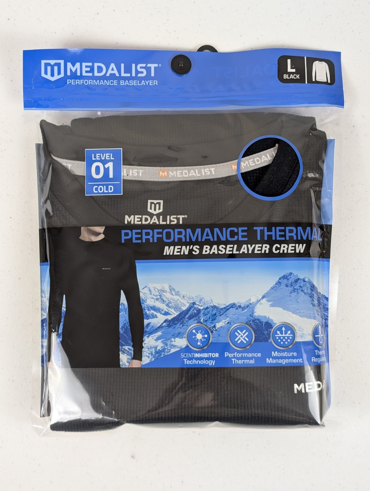 Men's Thermal Base Layer Crew Shirt Large Performance Level 1