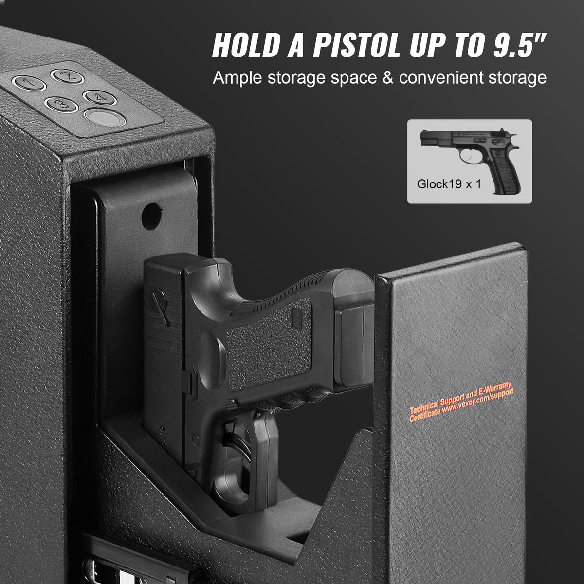 Biometric Gun Safe with 3 Access Methods for Pistols and Magazines