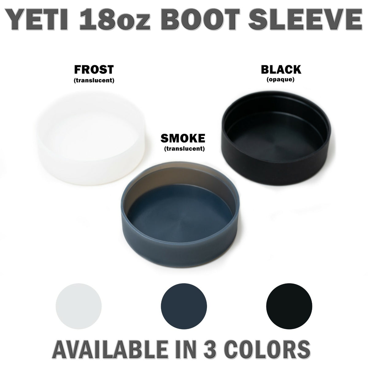 Silicone Bottle Sleeve Protector for Yeti Rambler 18oz & 12oz Bottles - Black Frost Smoke