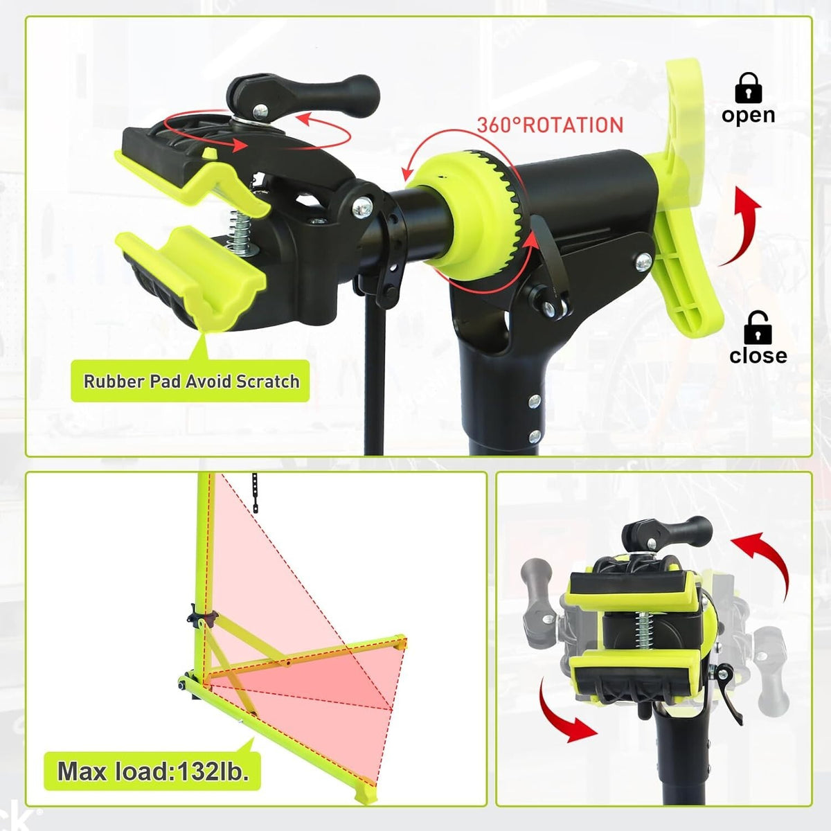 Foldable E-Bike Repair Stand Max 132Lbs - Heavy Duty Bicycle Maintenance