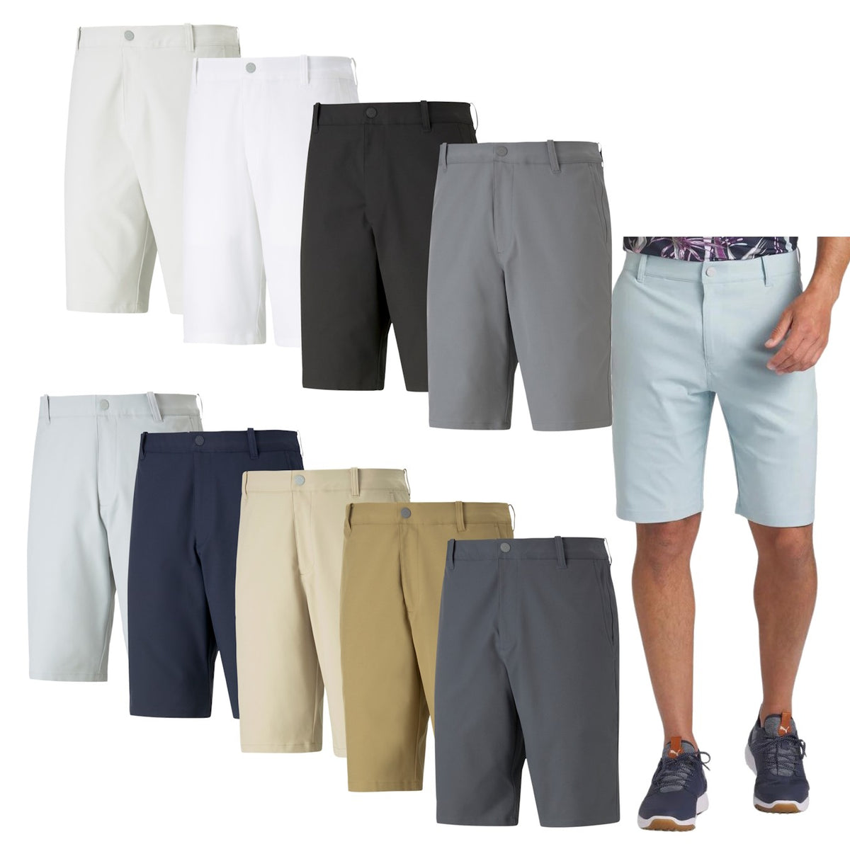 Men's 10-Inch Golf Shorts Moisture-Wicking Breathable Stretch Waistband