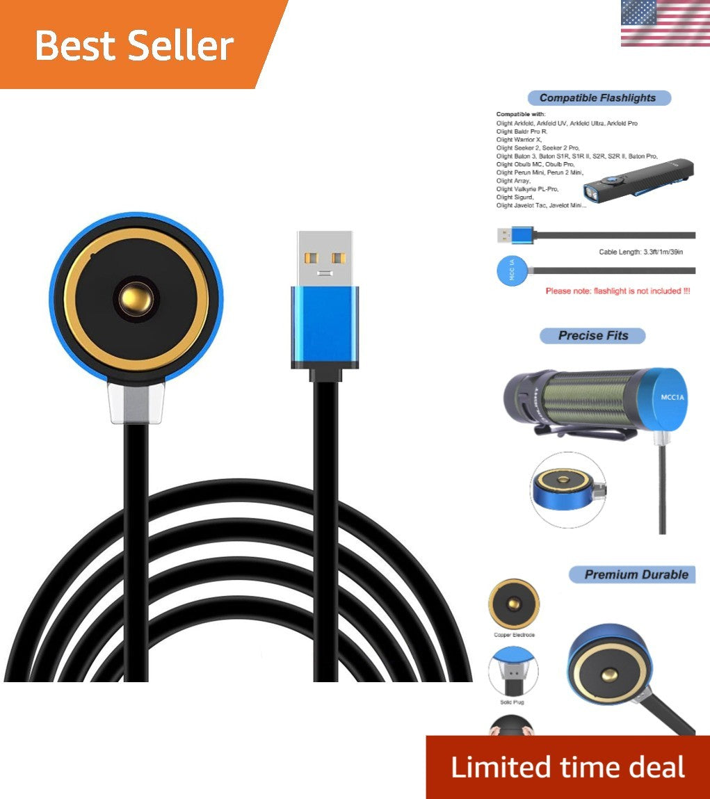 High-Speed USB Charging Cable 3.3ft for Olight Flashlights Copper Aluminum