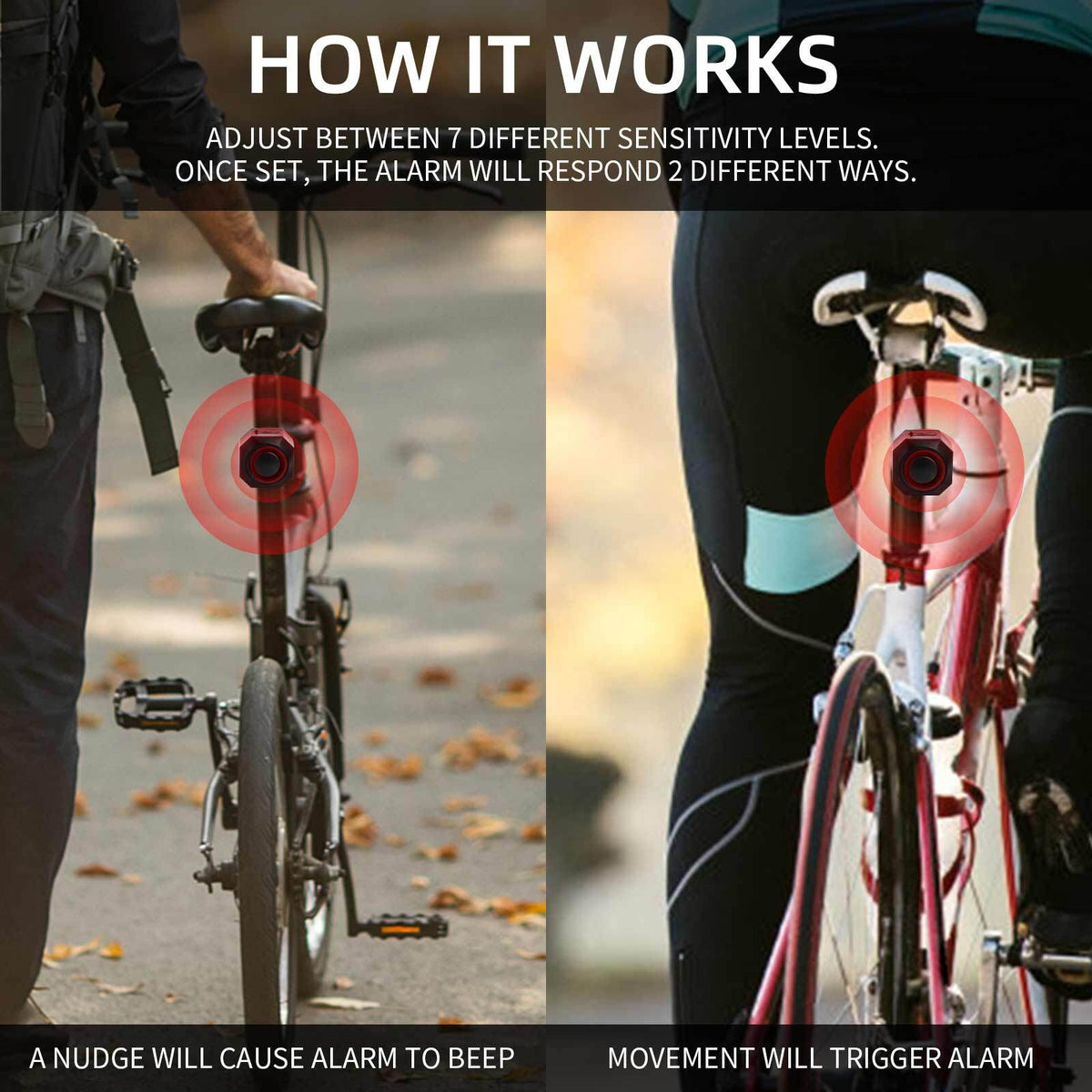 Wireless Bike Alarm System with Remote, Vibration Detection & Waterproof USB Rechargeable