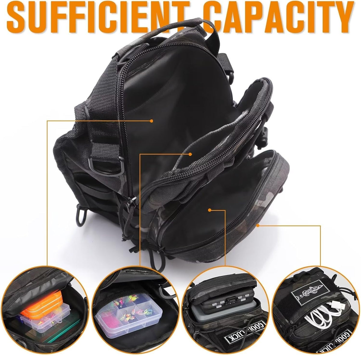 Waterproof Fishing Tackle Backpack with Multiple Compartments - Outdoor Shoulder Bag
