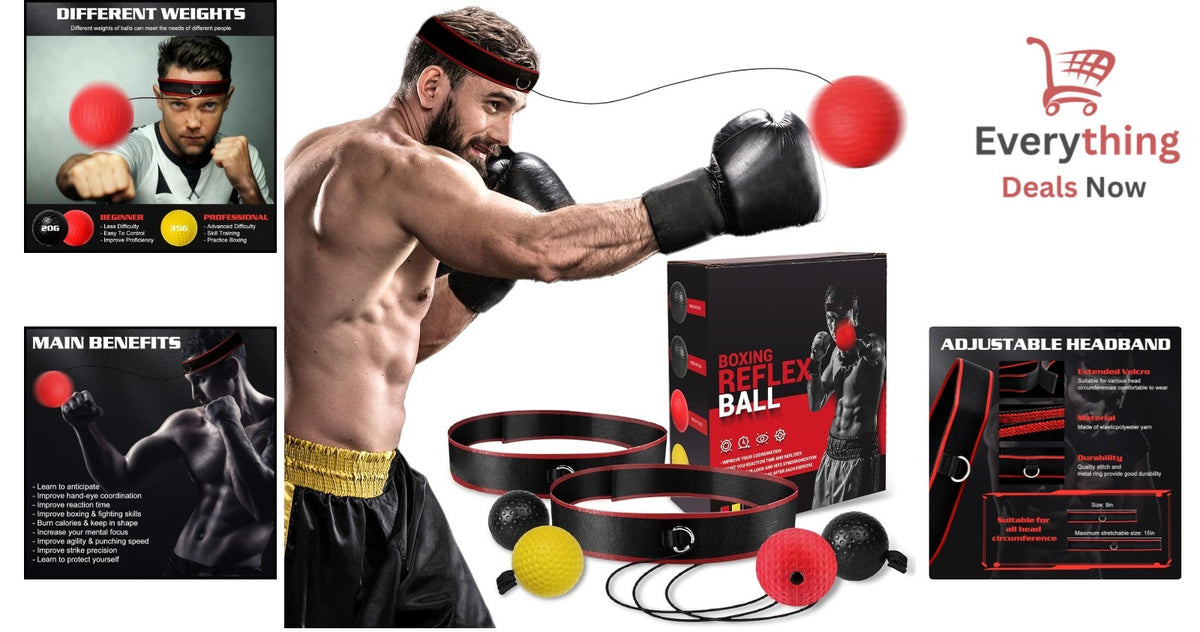 Boxing Reflex Ball Kit with 4 Balls & Adjustable Headbands for Fitness Training