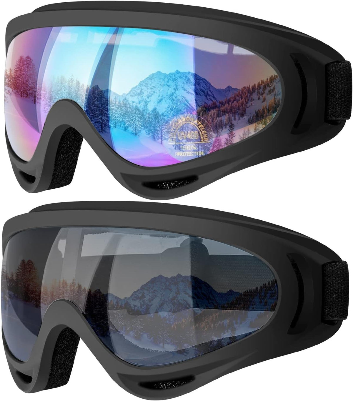 Unisex Ski Goggles 2-Pack UV Protection Snowboard & Winter Sports Eyewear