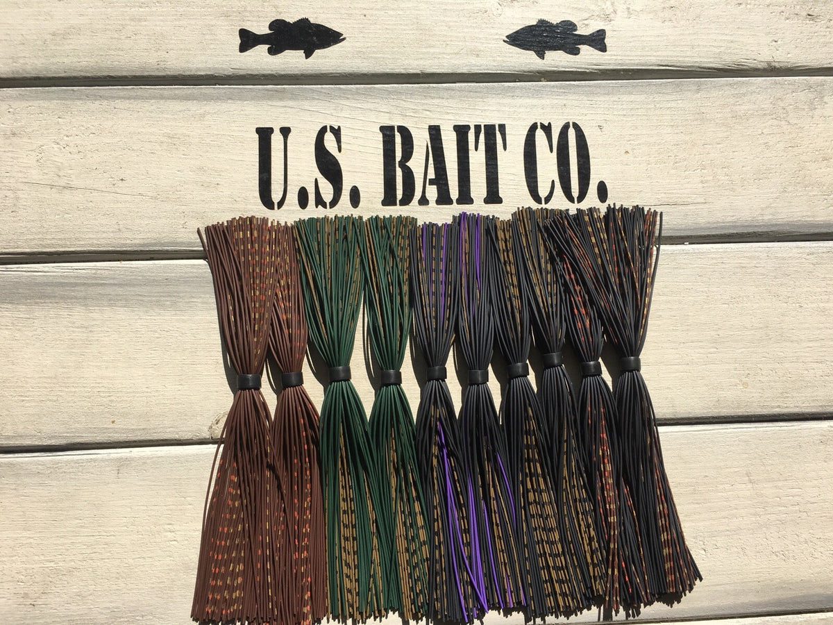 Bass Jig Skirts Living Rubber Lot of 10 with Craw Patterns - Replacement Fishing Tackle