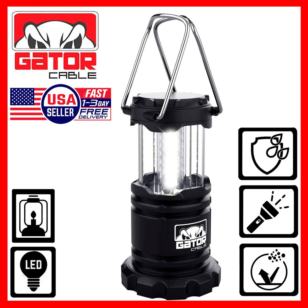 Portable Camping LED Lantern Set 2 Pack Bright Hurricane Light Battery Powered
