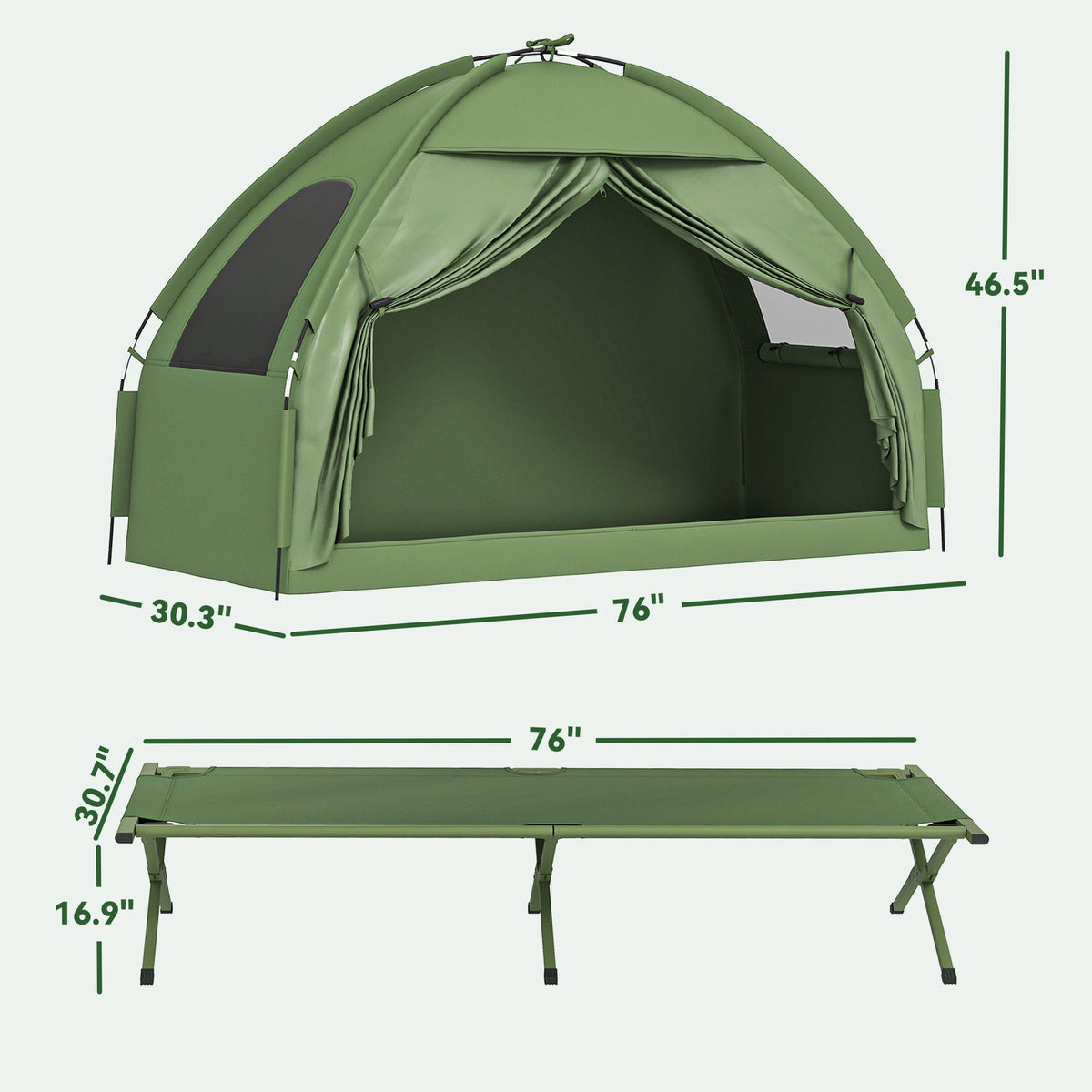 Portable Single-Person Camping Tent Cot Combo for Hunting & Fishing