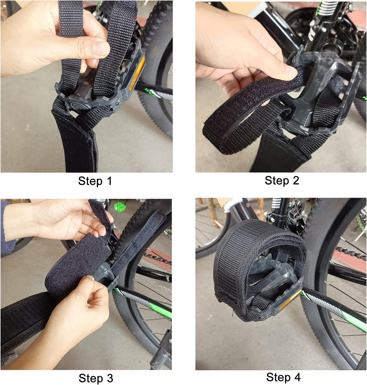 Adjustable Bike Pedal Straps for Cycling, Anti-Slip Toe Clips