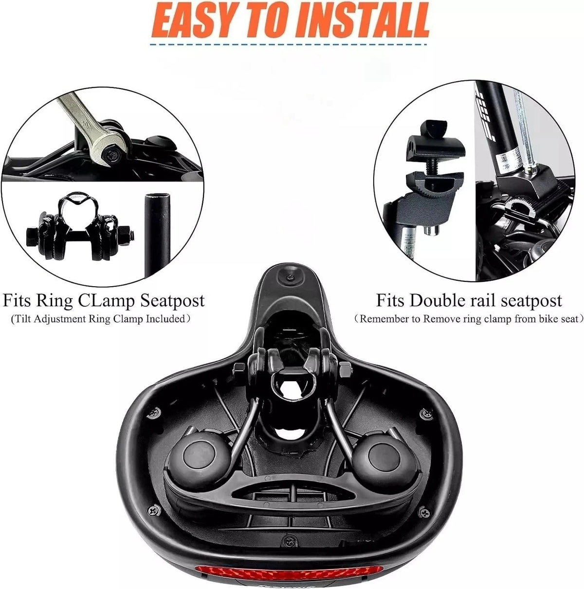 Extra Wide Gel Bicycle Saddle Seat Cushion for Comfort & Shock Absorption