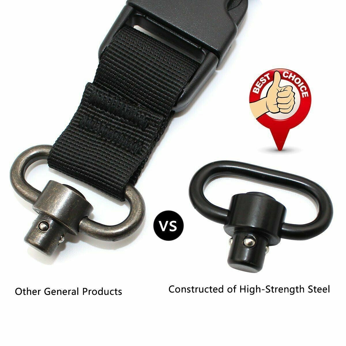 Heavy Duty 1.25-Inch Quick Detach Rifle Sling Swivel Mounts - 2 Pack