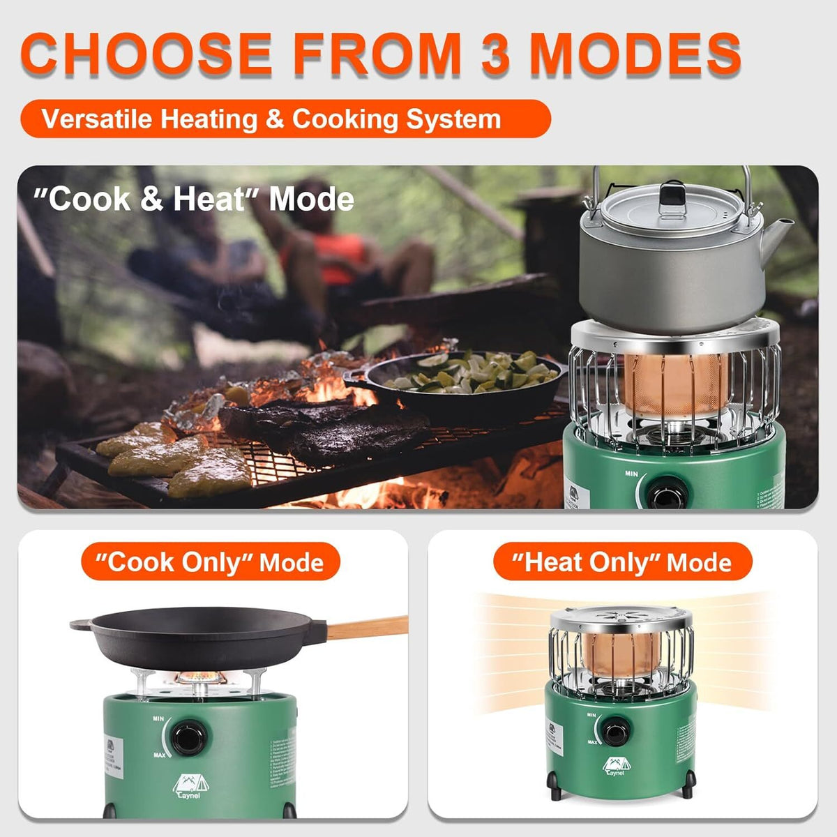 2-in-1 Portable Propane Gas Heater and Camping Stove Indoor Outdoor