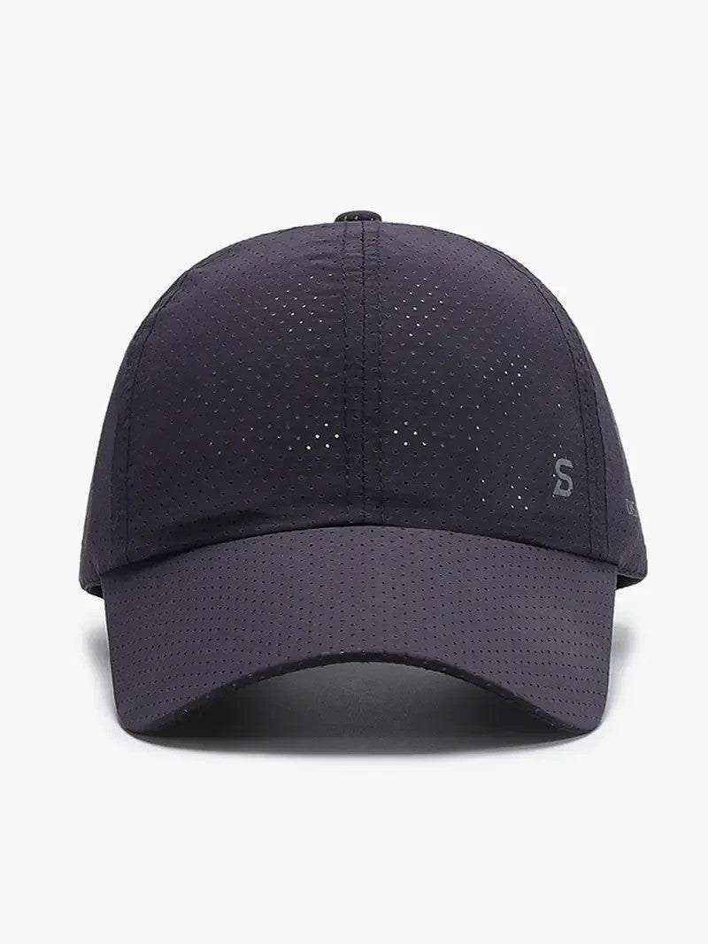Quick-Dry Mesh Golf Cap with Adjustable Fit & Letter Pattern