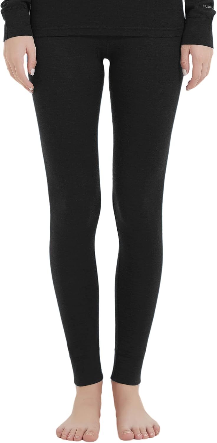 Merino Wool Base Layer Pants for Women - Thermal Long Johns, Breathable & Soft