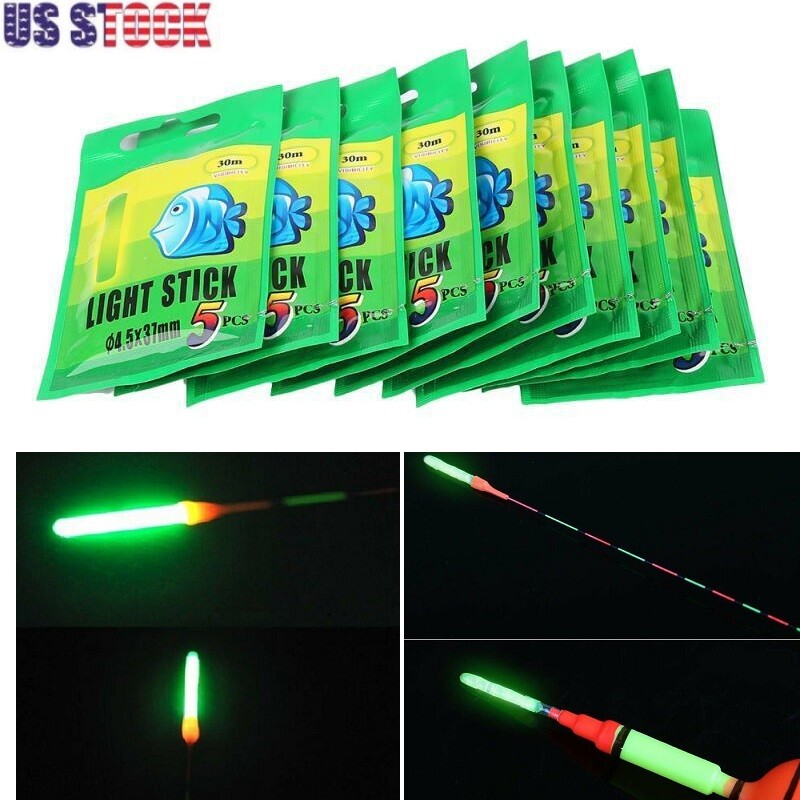200pcs Fluorescent Glow Stick Fishing Floats Night Light Tackle Assortment
