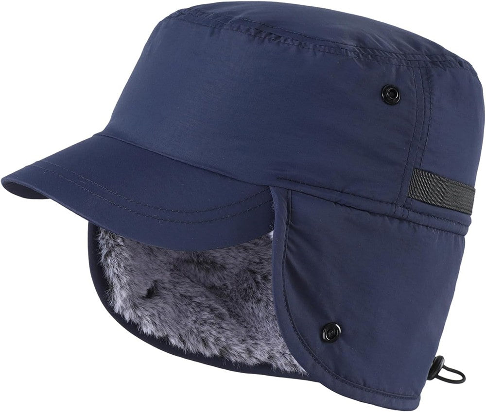 Men's Winter Hat with Visor and Earflaps - Waterproof, Insulated, Adjustable