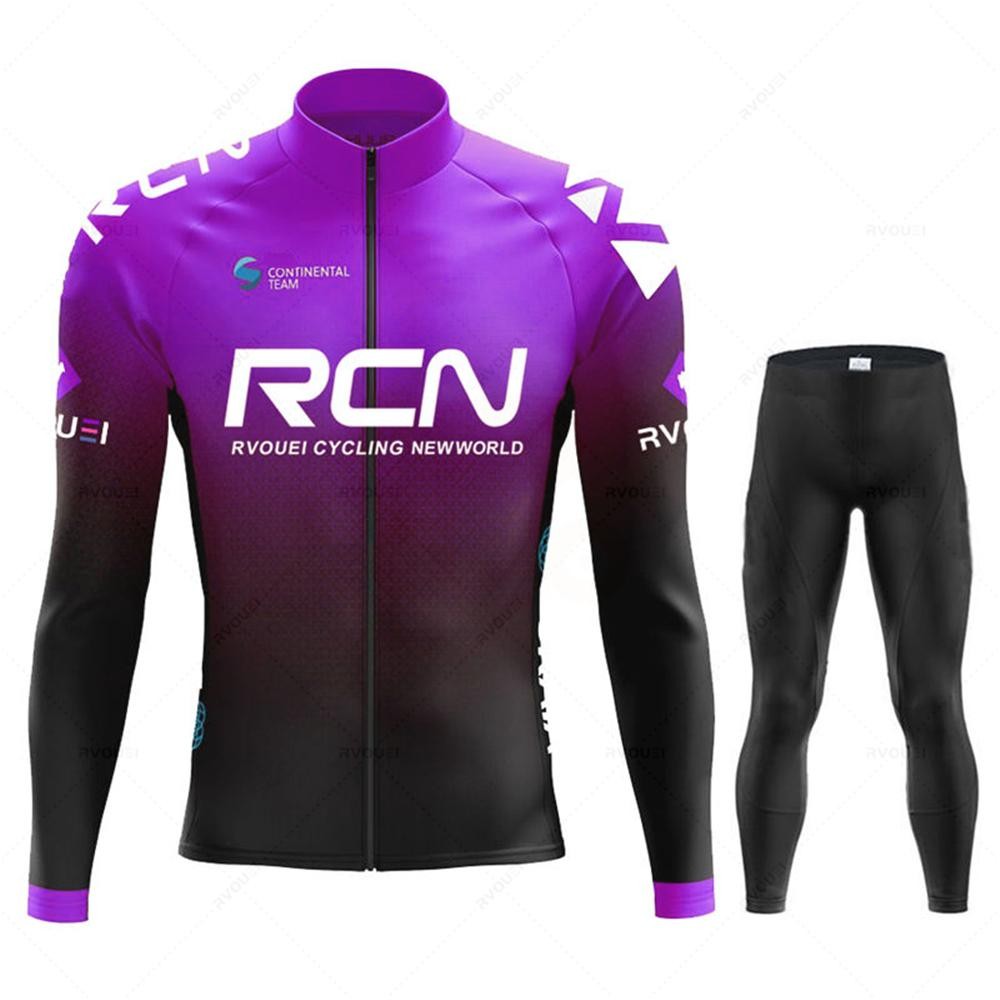 Unisex Cycling Jersey Set with Long Bib Pants for MTB Road Bike