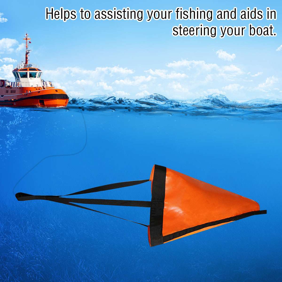 Boat Drift Sock Sea Anchor Drogue for 15-20ft Fishing Boats - Portable & Durable