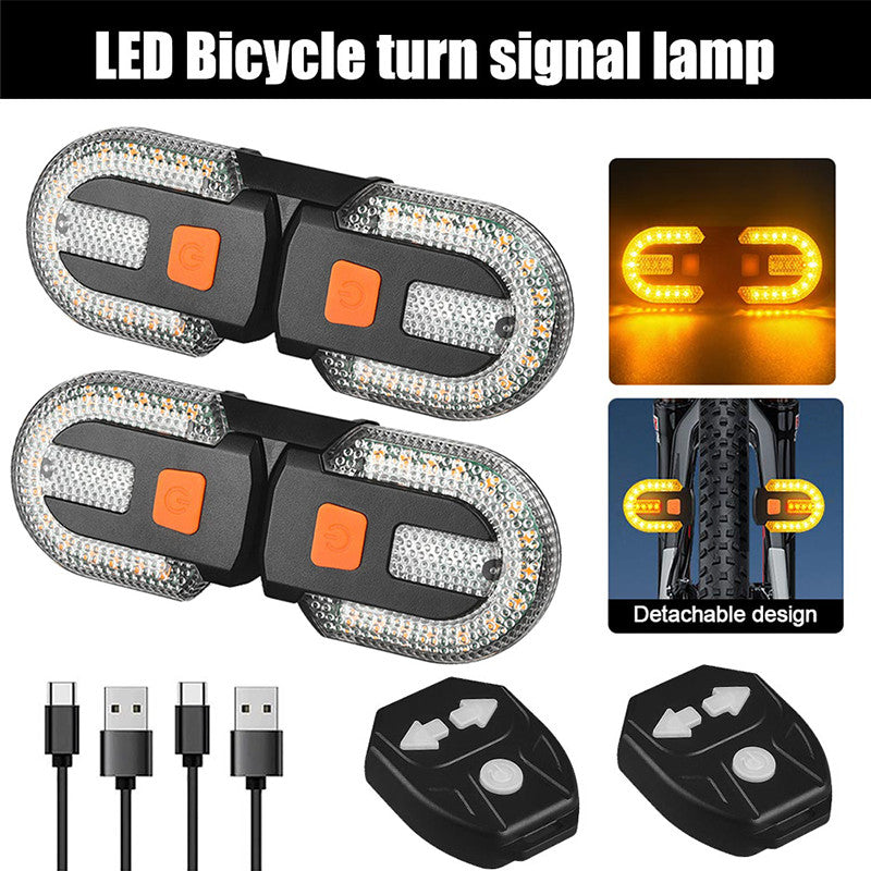 Bike Turn Signal Lights 2-Pack USB Rechargeable Front Rear with Remote
