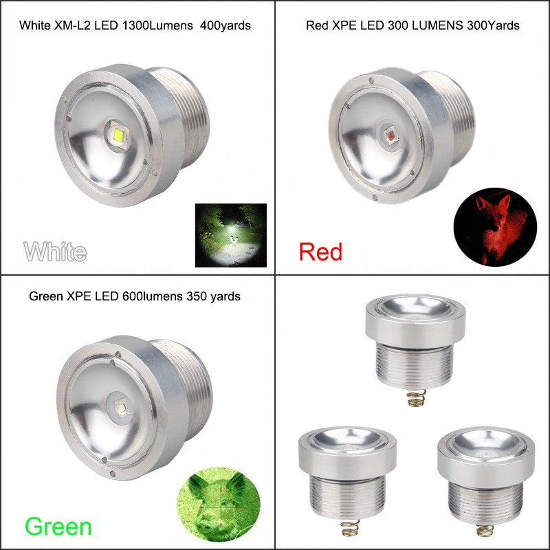 LED Flashlight with Zoom, Red/White Light, 800 Yards Hunting Torch