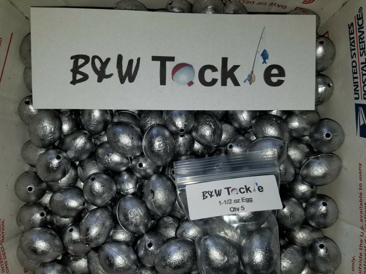 50pcs 1-1/2 oz Egg Sinkers Slip Weights for Fishing - Lead Tackle