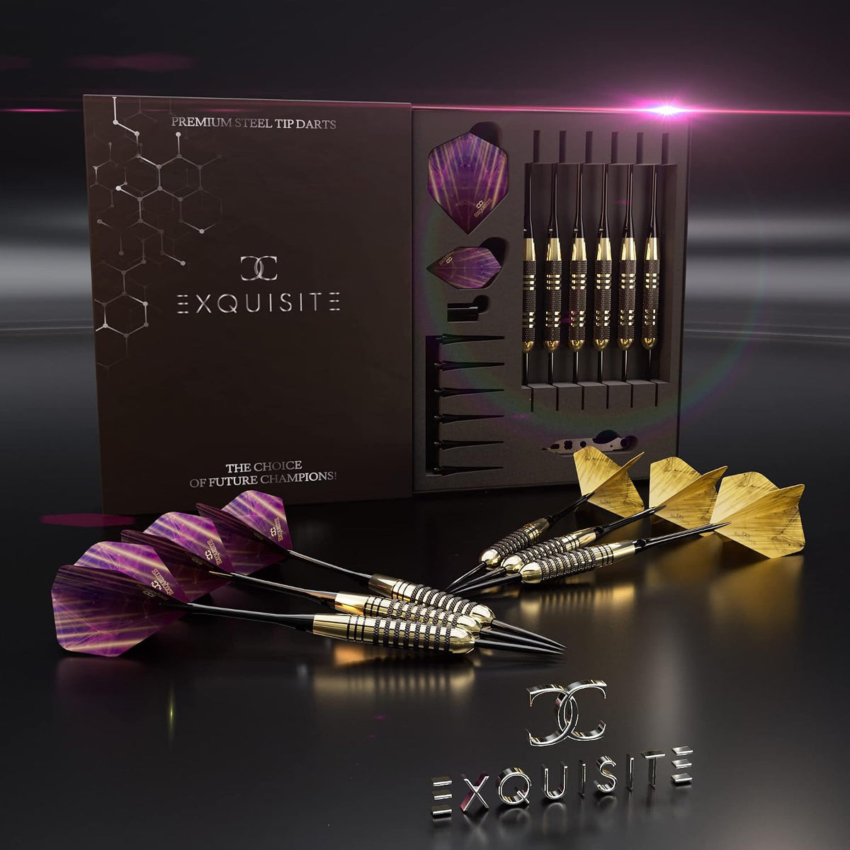 Premium Brass Darts Set — 6x22g Brass Barrels, Aluminum Shafts, Flights, Case