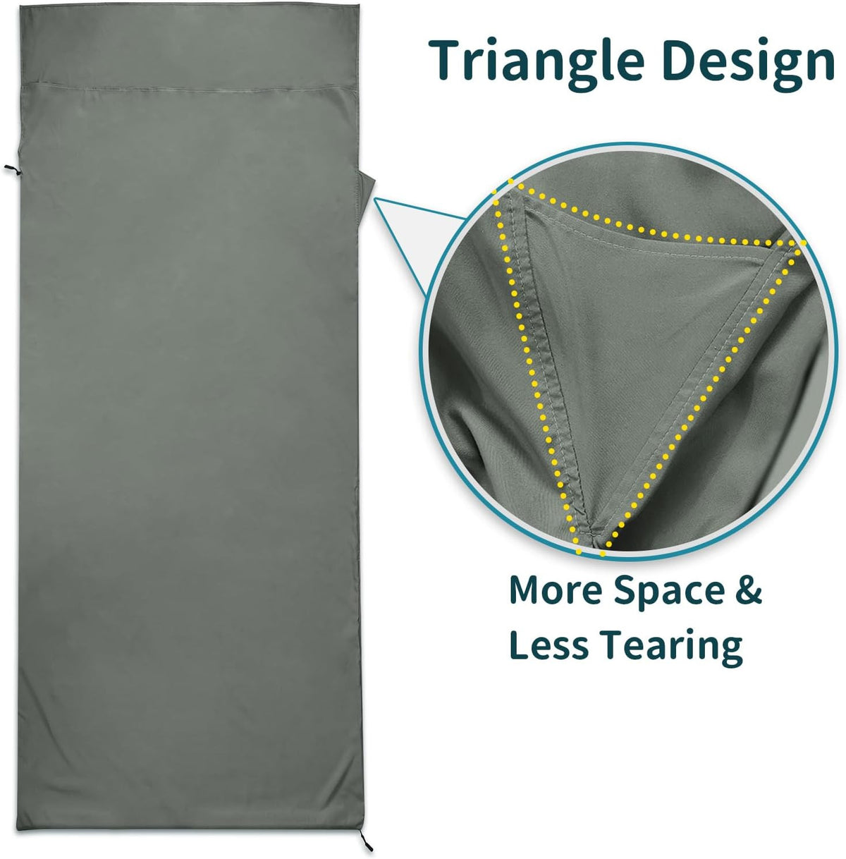 Ultralight Sleeping Bag Liner with 2-Way Zipper and Pillow Pocket - Compact Travel Sheet