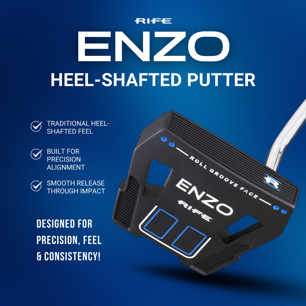 32-Inch Left-Handed Mallet Golf Putter with Roll Groove Technology
