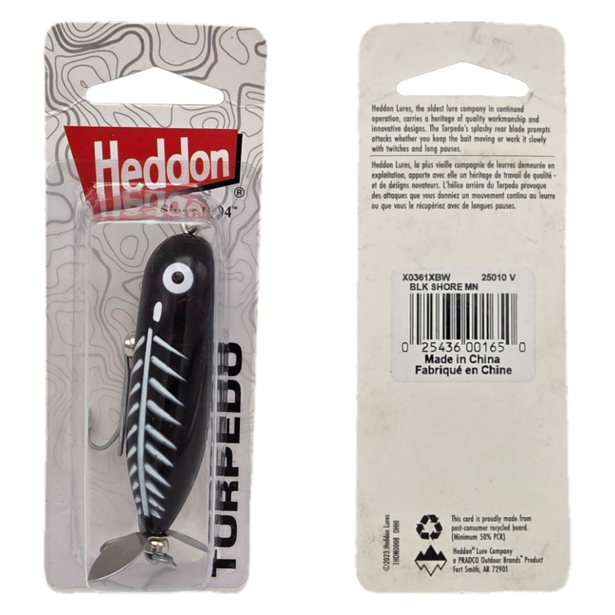 (Lot of 3) Heddon Baby Torpedo Topwater Fishing Lures - Black Shore Minnow 2.5in 3/8oz