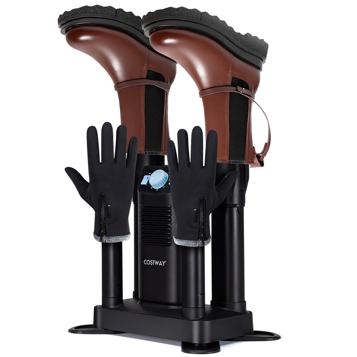 Electric Shoe Dryer with Ozone Deodorizer, 4 Shoe Capacity, Timer, Black